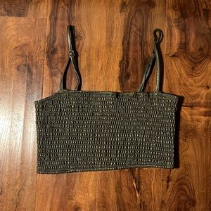 green elastic crop top, super stretchy w/ adjustable straps, Women’s Small